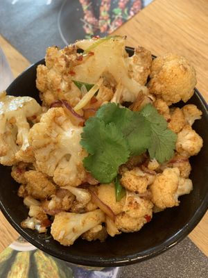 Cauliflower wings appetizer   at Wagamama in Bury St Edmunds