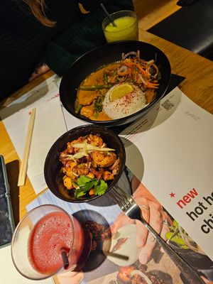 Positive and Up-Beet Juices. at Wagamama in Bury St Edmunds