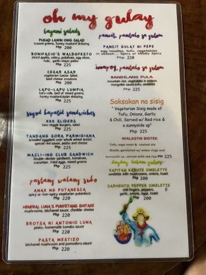 Food Menu  at Oh My Gulay in Baguio City