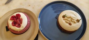 Raspberry and lime on the left, Rosemary and pine nut on the right at Oh Faon in Marseille