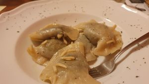 Pierogi with mushroom and swisschard filling at Kowalski in Genoa