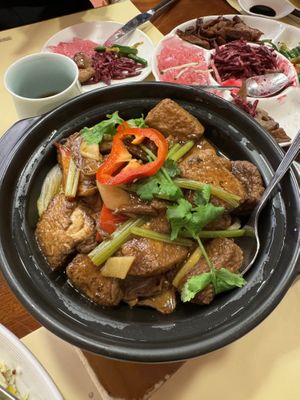 Braised beancurd w porcini   at Chi Lin Vegetarian in Kowloon