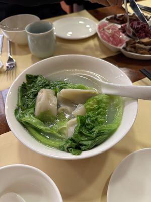 Wonton soup at Chi Lin Vegetarian in Kowloon