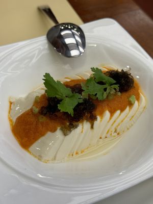 Beancurd w cordycep sauce  at Chi Lin Vegetarian in Kowloon