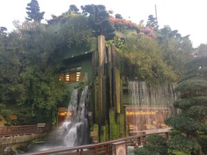 Outside at Chi Lin Vegetarian in Kowloon