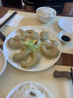 Deep friend pumpkin at Chi Lin Vegetarian in Kowloon