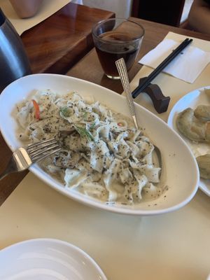 Mushroom rice noodles at Chi Lin Vegetarian in Kowloon