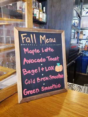 Fall 2019 menu at Two Arrows Coffee in Vail