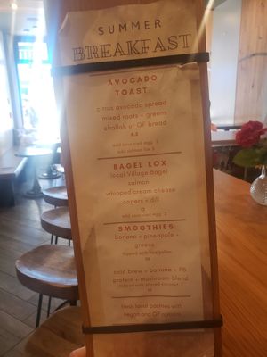 Current breakfast menu as of October 2019 at Two Arrows Coffee in Vail