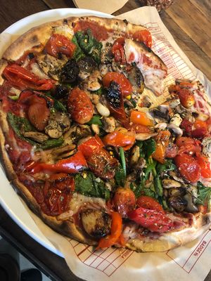 Heavy Garlic Veggie with Daiya Cheese. at Mod Pizza in Glen Mills