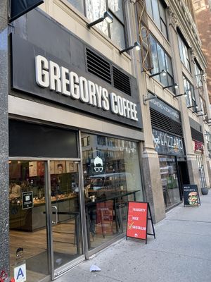 Front of restaurant’s   at Gregory's Coffee - 8th Ave in New York City