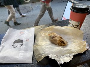 Vegan burrito  at Gregory's Coffee - 8th Ave in New York City