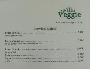 Preçário at Villa Veggie in Braga