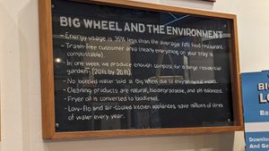 Sustainability statement at Big Wheel Burger - Cook St Village in Victoria