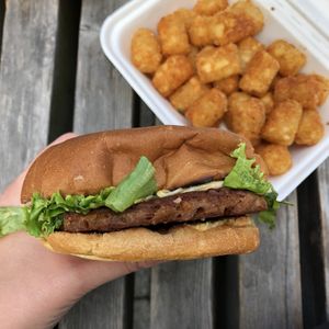 Beyond burger no cheese at Big Wheel Burger - Gateway Village in Victoria