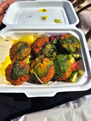 Falafels & Hummus in a box. at Fal Falafel in Falmouth