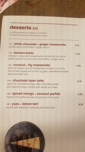 Vegetarian desserts at Wagamama - Clink St in South East London