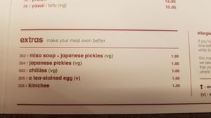 Extras at Wagamama - Clink St in South East London