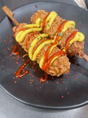 Vegan Corn dogs   at Wagamama in Croydon