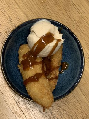 Creative vegan dessert - Panko banana  at Wagamama in Derby