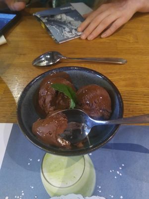 Vegan chocolate and orange blossom ice cream at Wagamama in Dorchester