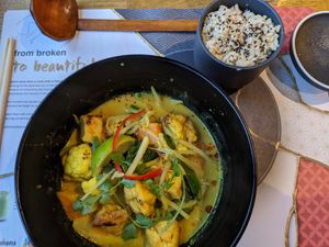 vegan Yasai Nikko curry soup at Wagamama in Dorchester