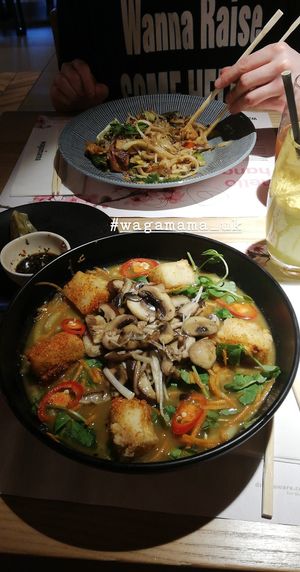 Vegan pad Thai , and chilli tofu ramen! So good 🌱 at Wagamama in Alfreton