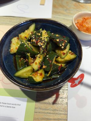 Spicy cucumber with chilli, sesame seeds and sesame oil.   at Wagamama in Exeter