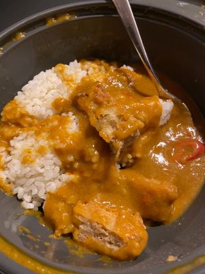 Takeaway vegan katsu curry and rice  at Wagamama - o2 Centre Finchley in North West London