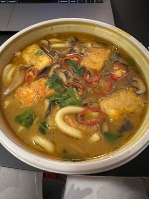 Delivery, super delicious tofu spicy vegan  ramen at Wagamama - o2 Centre Finchley in North West London