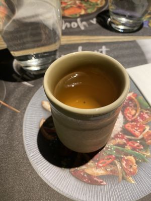 Green tea (it’s free!)  at Wagamama - Great Marlborough in London