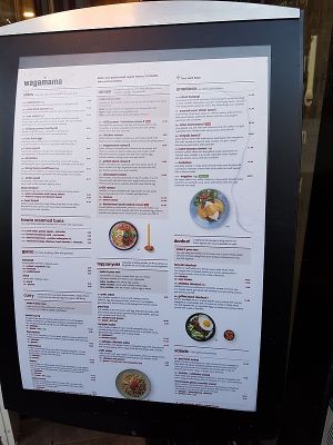 menu at Wagamama - Leicester Square in London