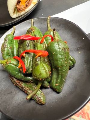 Peppers Padron with chilli and Asian spices at Wagamama in Salford