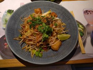 yasai yaki soba with rice noodles at Wagamama in Salisbury