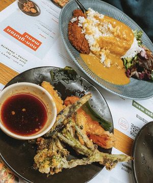 Veg tempura and a vegatsu curry  at Wagamama in Solihull