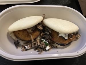 Mushroom bao  at Wagamama - Spitalfields in East London