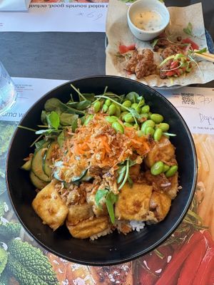 bowl with rice, tofu and veggies  at Wagamama - Tower Hill London in London