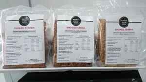 Smoked Tempeh. Organic, GMO free, and naturally smoked using 100% Australian hard wood, you can only purchase this at Whole Food Deli. at Whole Food Deli in Marrickville