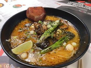 New firecracker Chick’n ramen -delicious and spicy! #Veganuary at Wagamama - Wimbledon in South West London