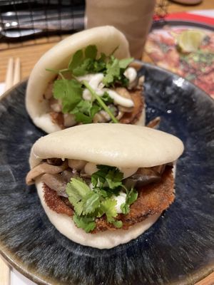 Mushroom and aubergine hirata bun delish! #Veganuary at Wagamama - Wimbledon in South West London