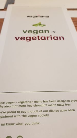 Vegan menu at Wagamama - Wimbledon in South West London