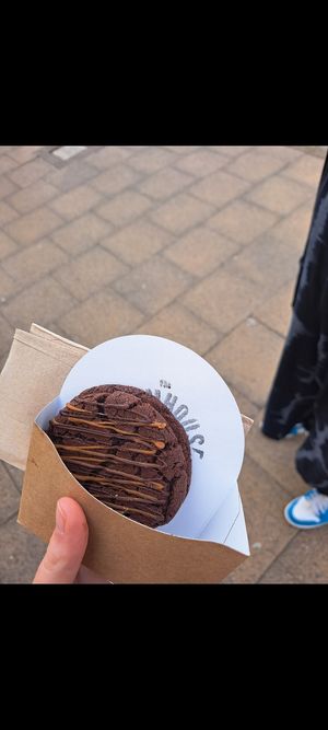 Double caramel chocolate cookie sandwich at The Steamhouse in Leamington Spa