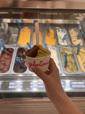 Chocolate, pistachio and date ice cream   at Gelateria dei Gracchi in Rome