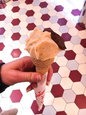 pear-caramel & chocolate with orange  at Gelateria dei Gracchi in Rome