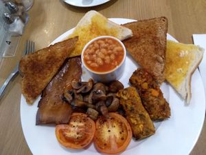 Vegan cooked breakfast at The Cookhouse in Haworth