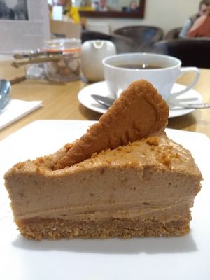 Vegan lotus biscuit cheesecake at The Cookhouse in Haworth