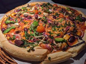 The vegan pizza (large) at Peppes Pizza - Stortorget in Tromsoe