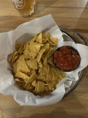 Can have tortilla chips with a choice of salsa or guacamole   at Peppes Pizza - Stortorget in Tromsoe