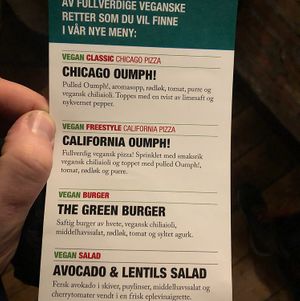 vegan menu  at Peppes Pizza - Stortorget in Tromsoe