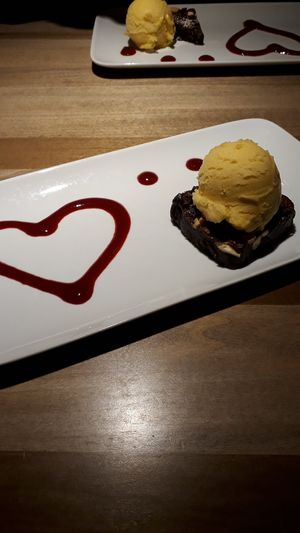 Vegan brownie and sorbet at Peppes Pizza - Stortorget in Tromsoe